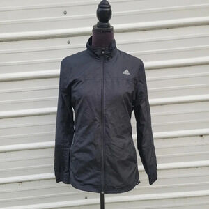 Adidas Own the Run Hooded Running Windbreaker Women's Black White  Mesh Lined L